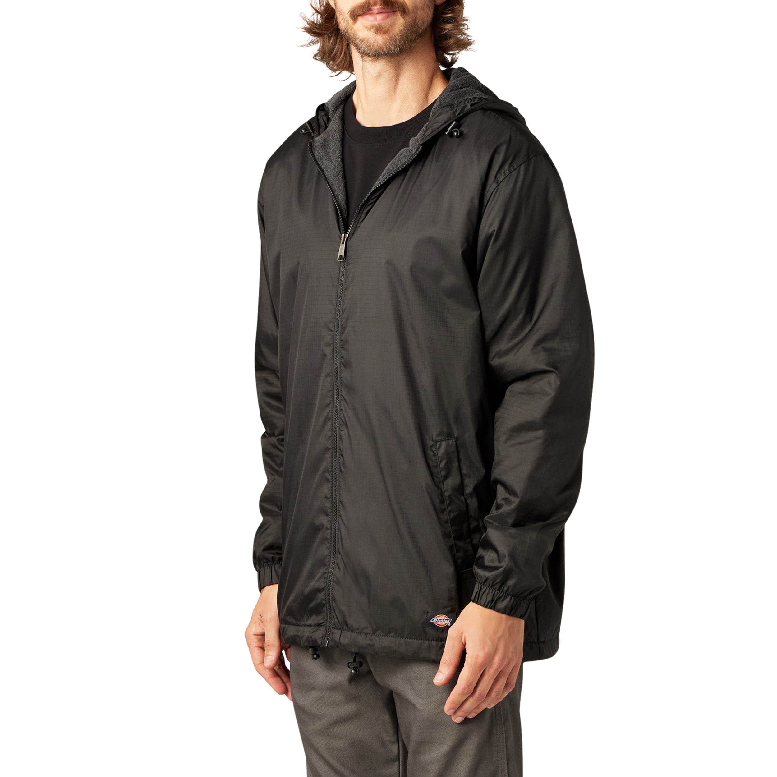 Fleece Lined Nylon Hooded Jacket - Image 3