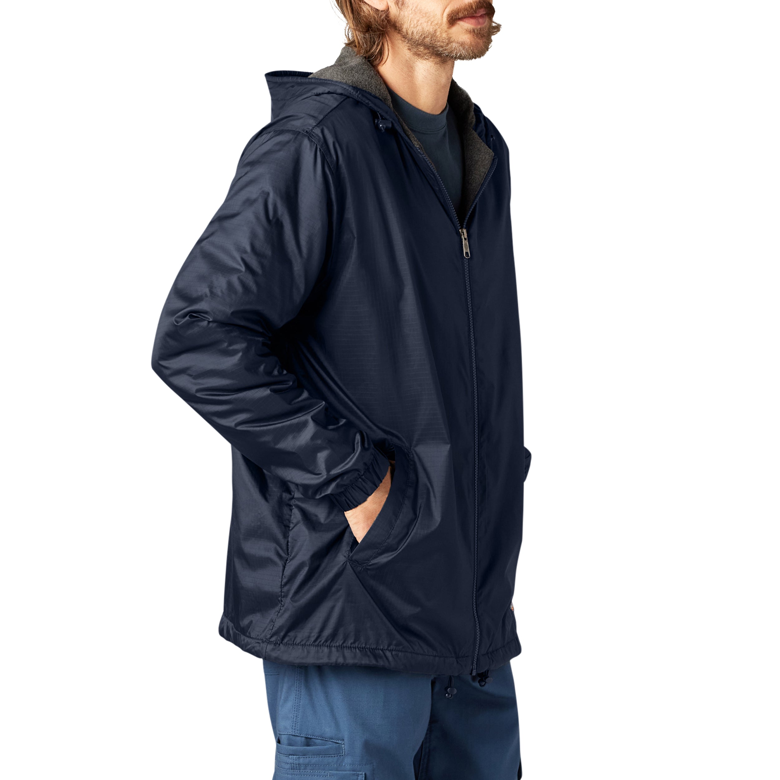 Fleece Lined Nylon Hooded Jacket - Image 4