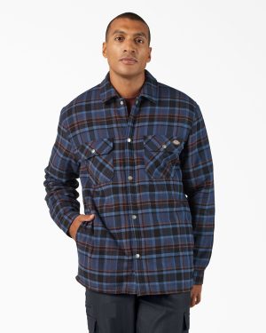 Water Repellent Fleece-Lined Flannel Shirt Jacket