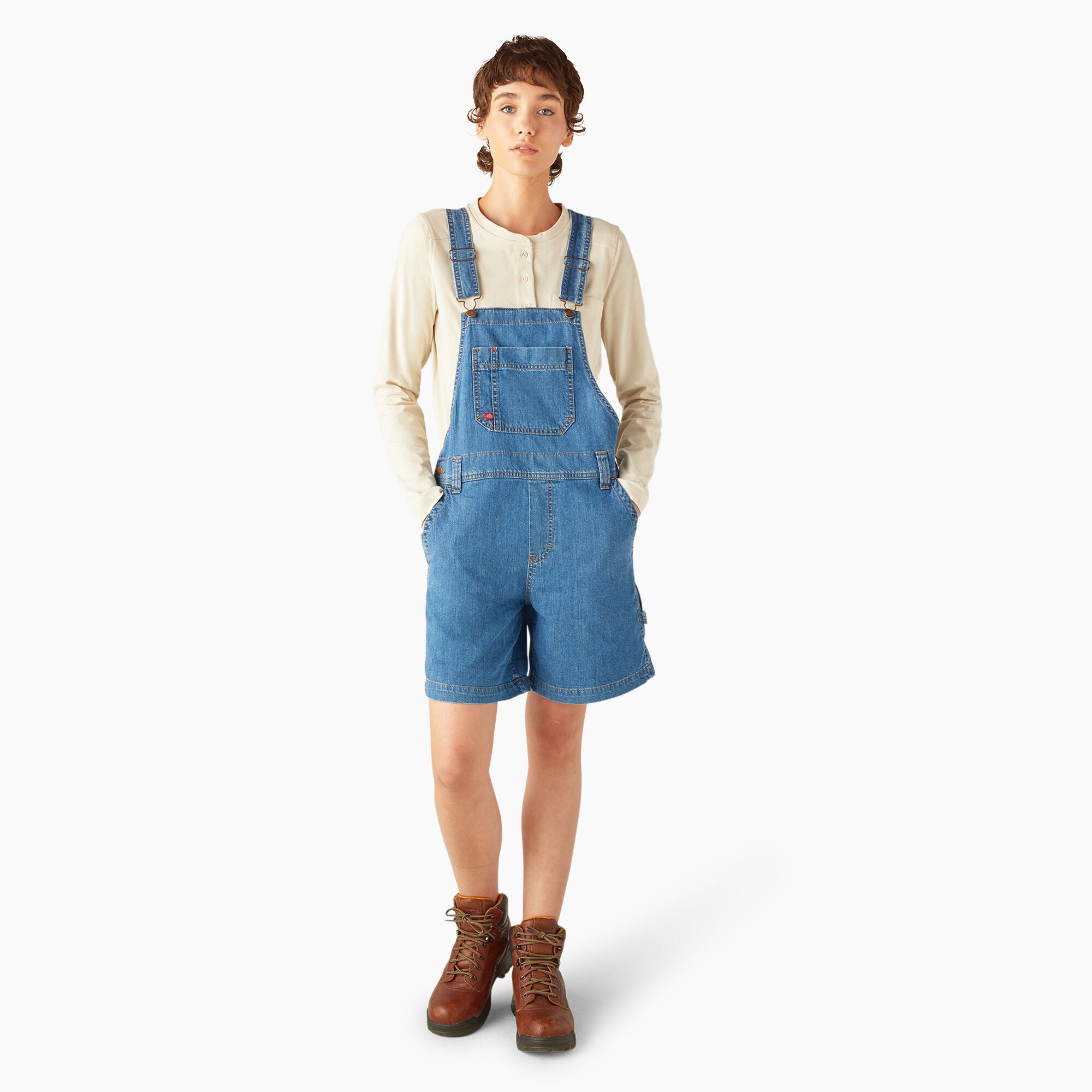 Women's Relaxed Fit Bib Shortalls. 7 - Image 3
