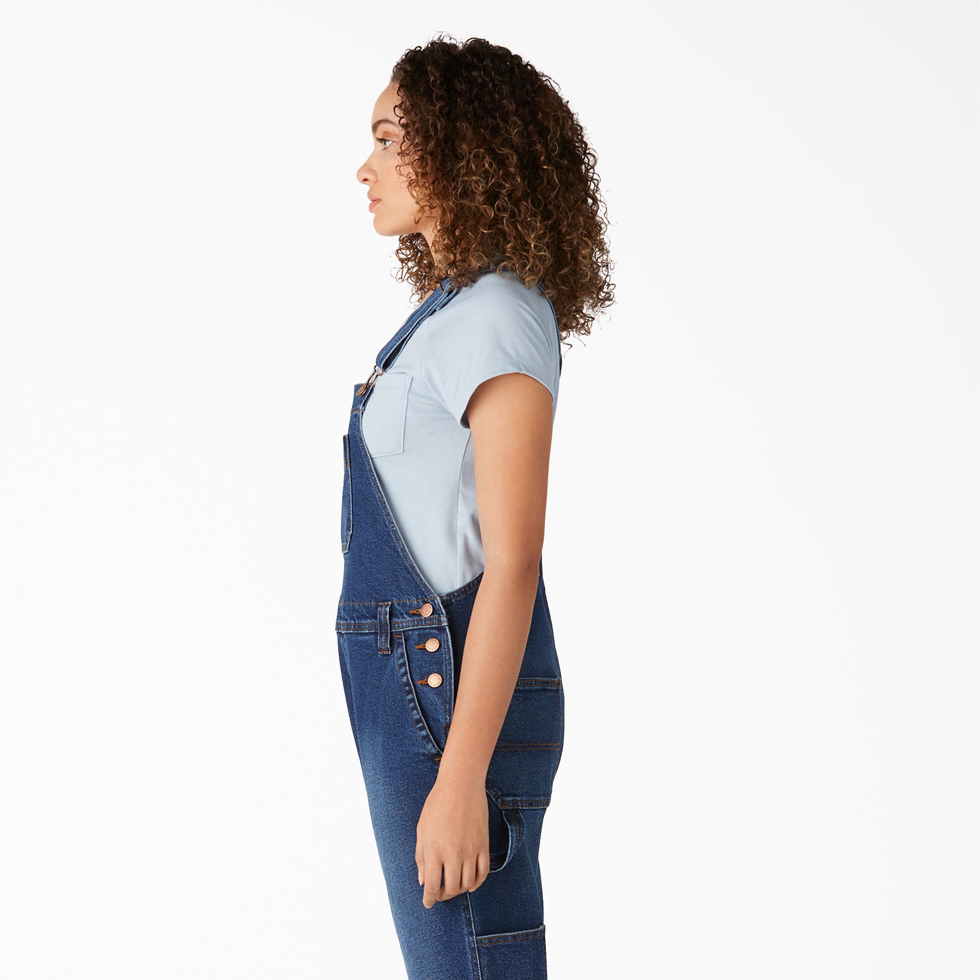 Women's Denim Boyfriend Fit Bib Overalls - Image 4