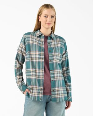 Women's Plaid Flannel Long Sleeve Shirt