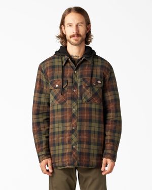 Flannel Hooded Shirt Jacket