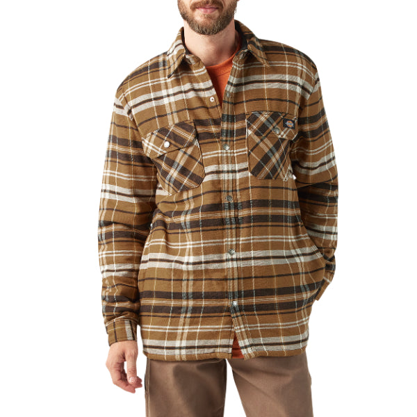 Water Repellent Fleece-Lined Flannel Shirt Jacket