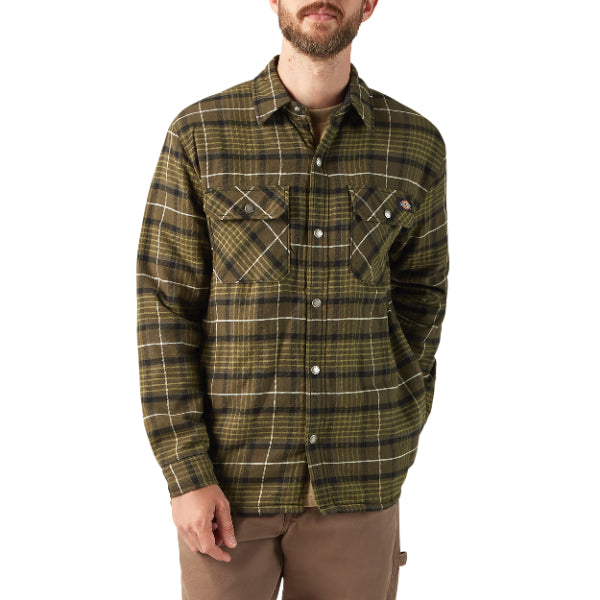 Water Repellent Fleece-Lined Flannel Shirt Jacket