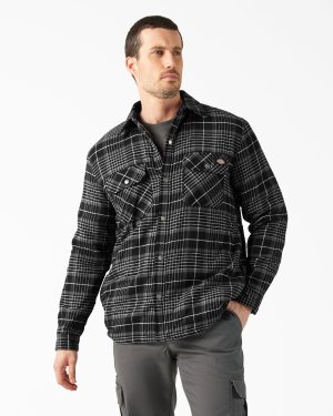 Water Repellent Fleece-Lined Flannel Shirt Jacket