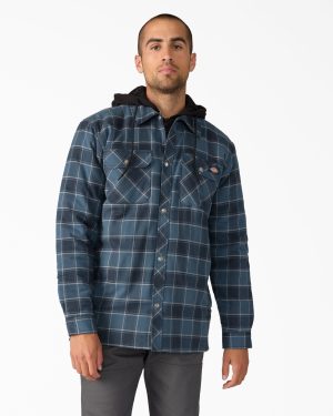Water Repellent Flannel Hooded Shirt Jacket
