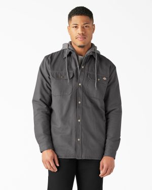 Water Repellent Duck Hooded Shirt Jacket