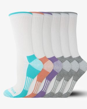 Women's Moisture Control Crew Socks. Size 6-9. 6-Pack