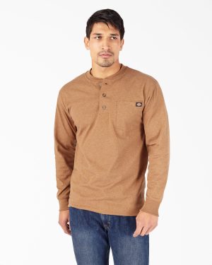Heavyweight Heathered Long Sleeve Henley T-Shirt