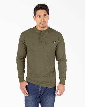 Heavyweight Heathered Long Sleeve Henley T-Shirt