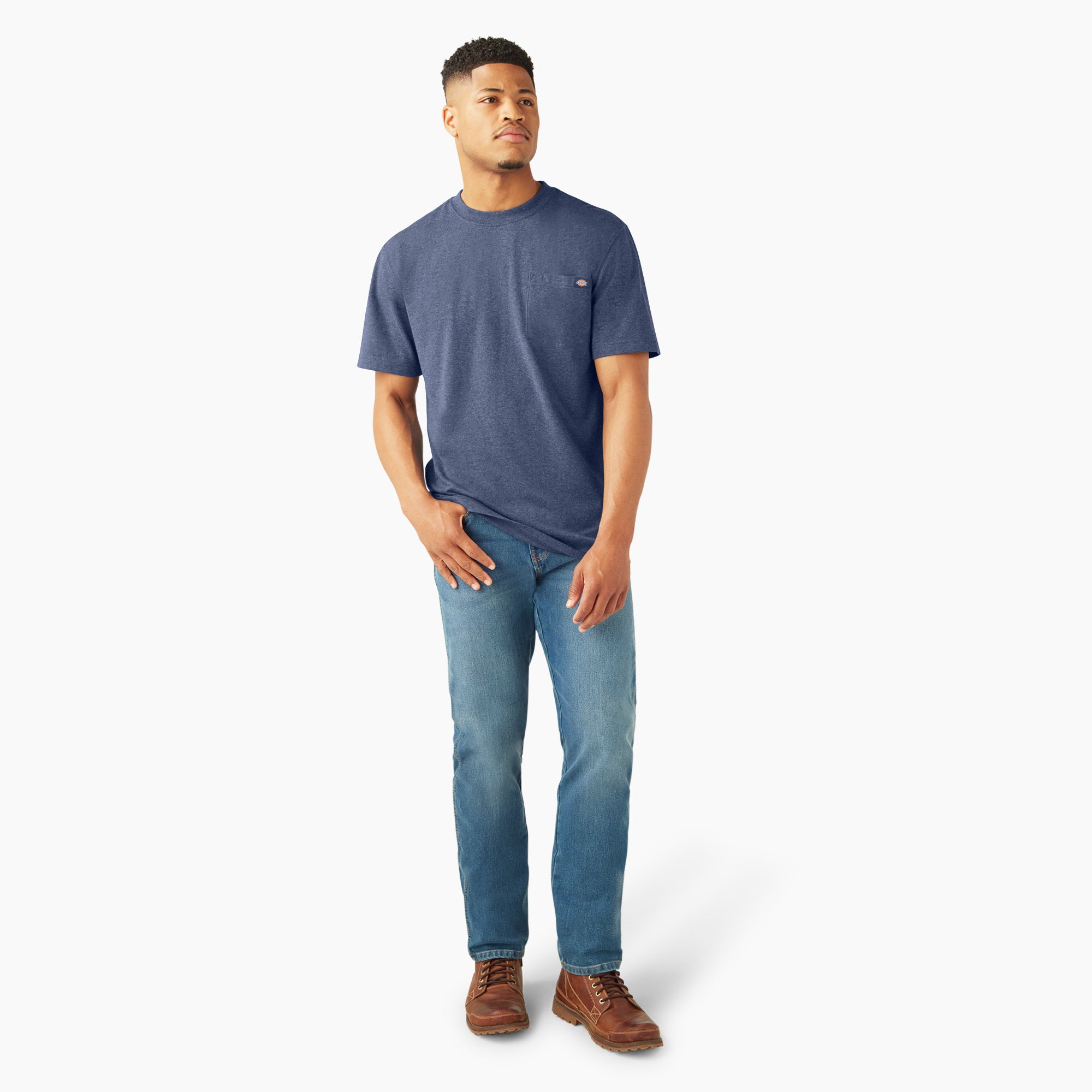 Heavyweight Heathered Short Sleeve Pocket T-Shirt - Image 4